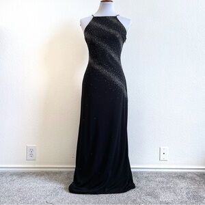 Vintage De Laru Whimsigoth Formal Maxi Dress Women’s XS/ Small Black Beaded Prom